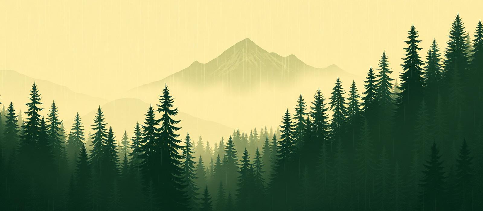 Misty Pacific Northwest evergreen forest